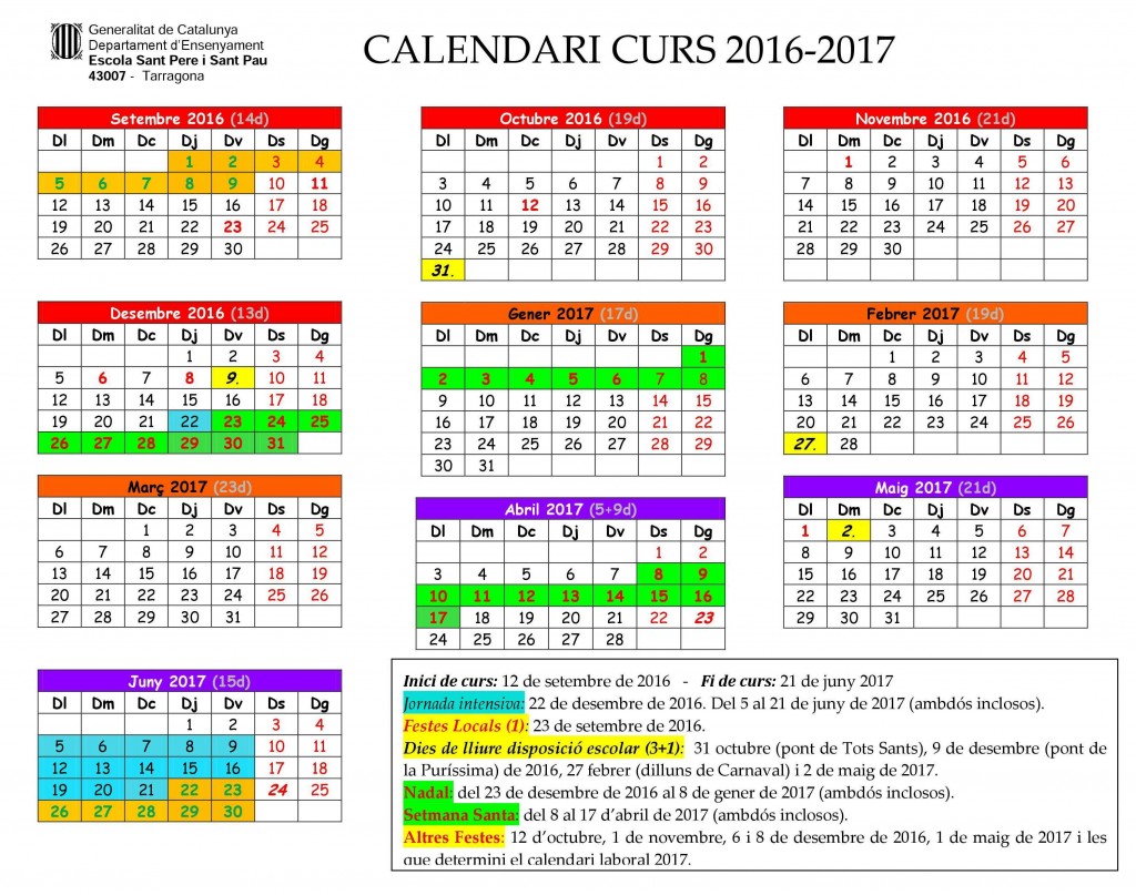 Calendari 2016-'17