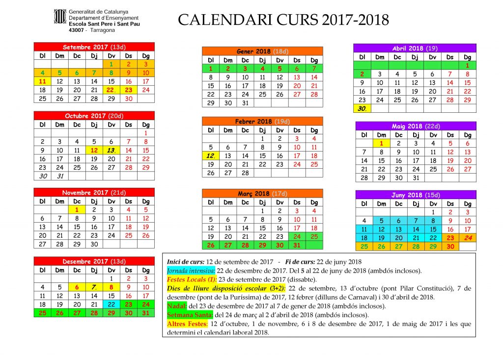 Calendari 2017-'18