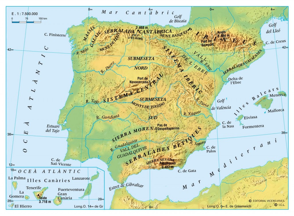 Mapa relleu d'Espanya