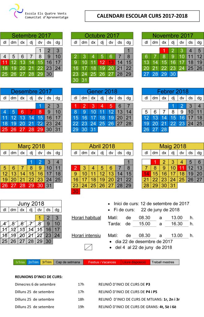 Calendari Escolar 2017-2018