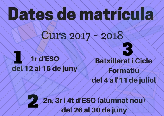 2017 - Dates de matrícules ccc