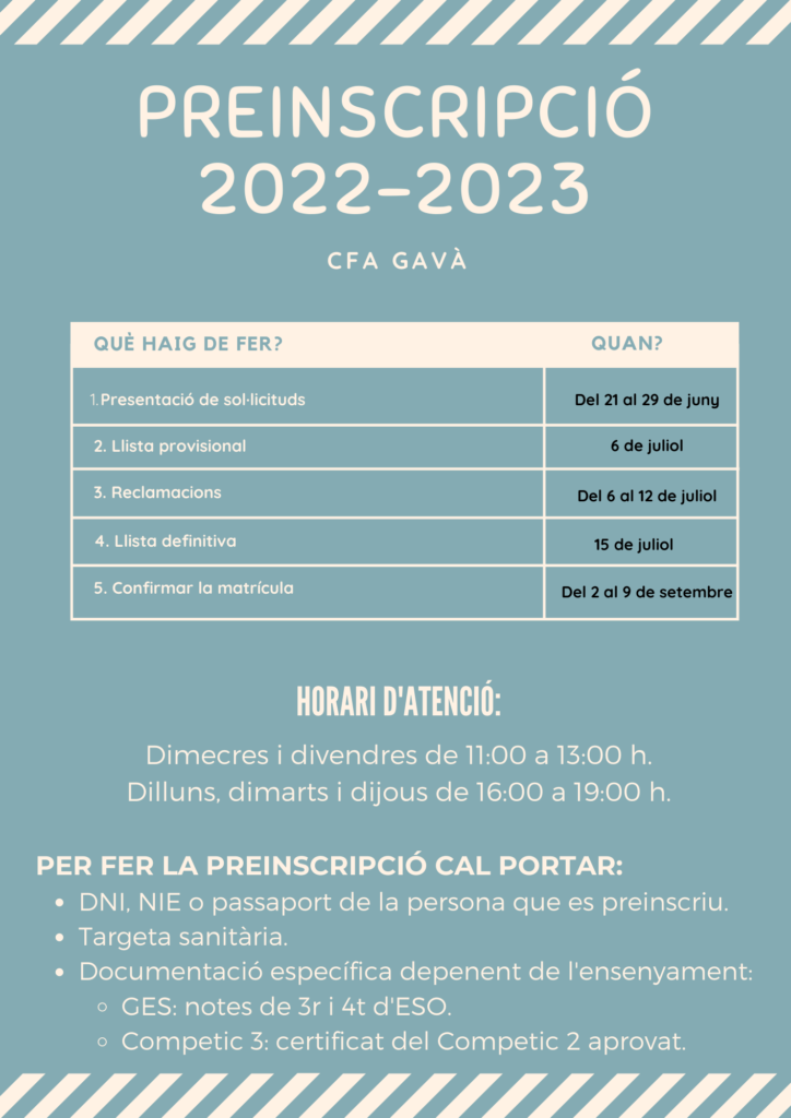 preinscripció cfa gavà 2022-2023