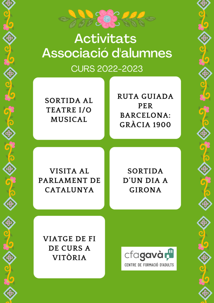 Póster d'activitats de l'Associació d'Alumnes