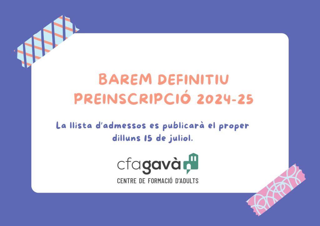 Barem definitiu de la preinscripció