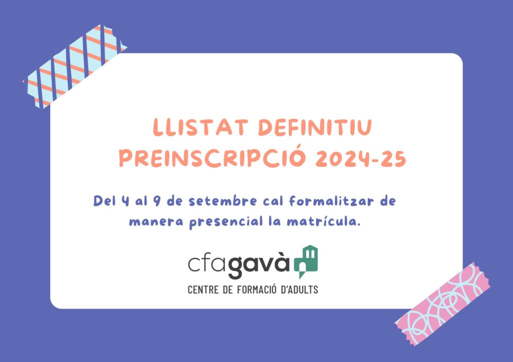 Llistat definitiu de la preinscripció 24-25