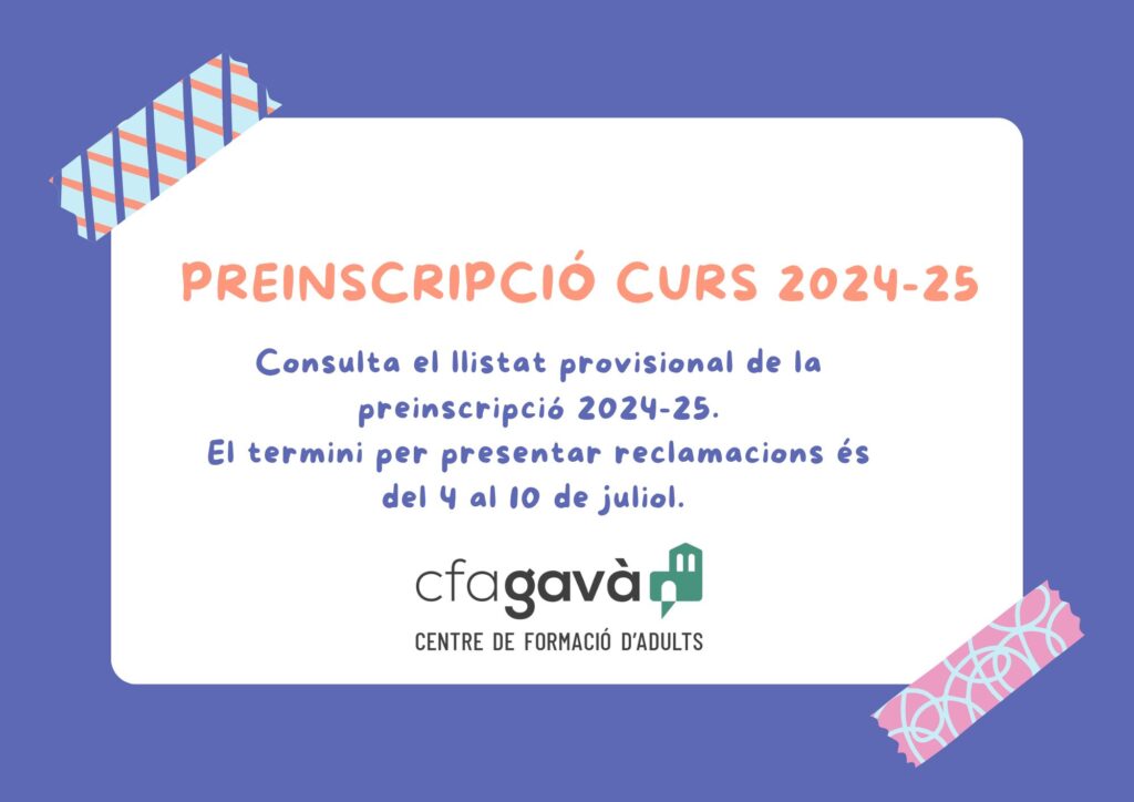 Llistat provisional de la preinscripció 24-25