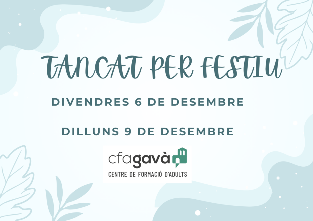 Anunci: tancat per festiu