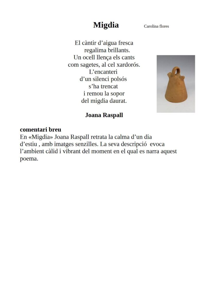 Poema Migdia de Joana Raspall