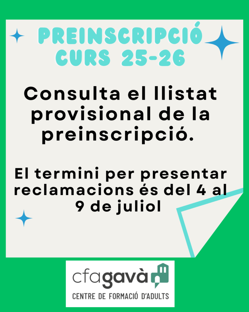 Llistat provisional preinscripció 25-26