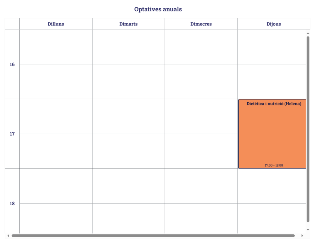Optativa anual de Dietètica i Nutrició
