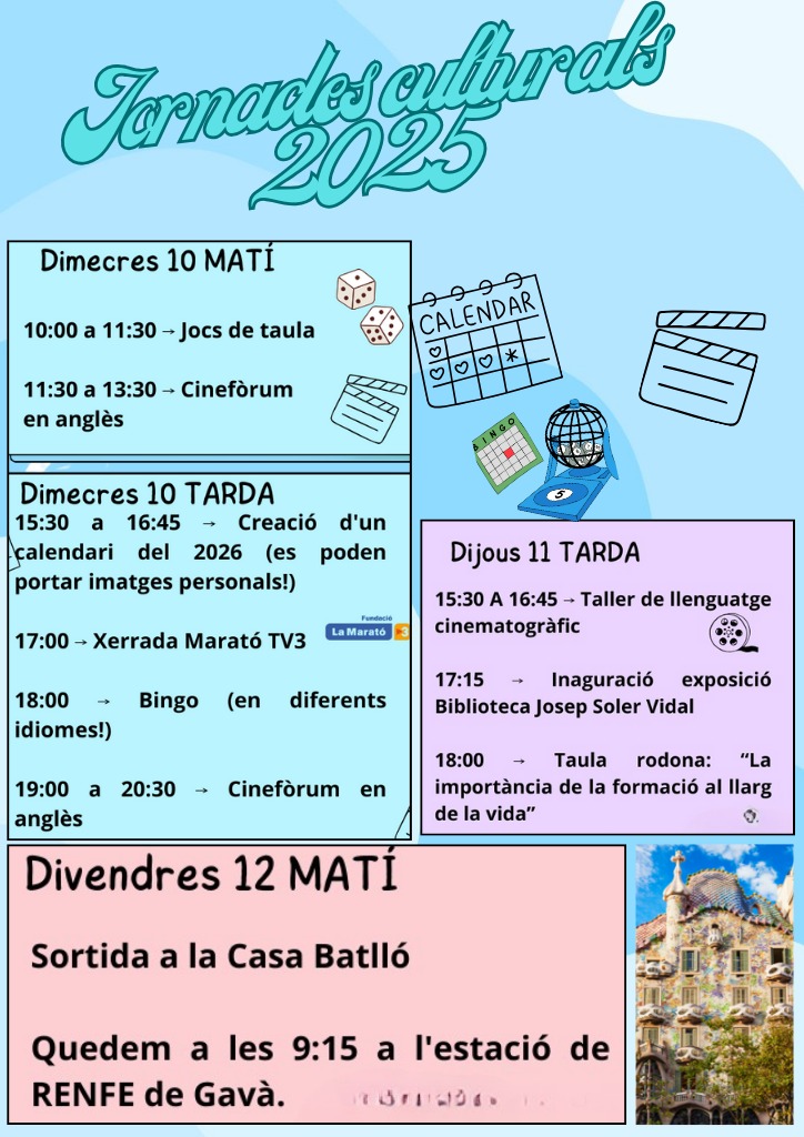 Cartell de promoció de les jornades culturals 2025 del CFA Gavà