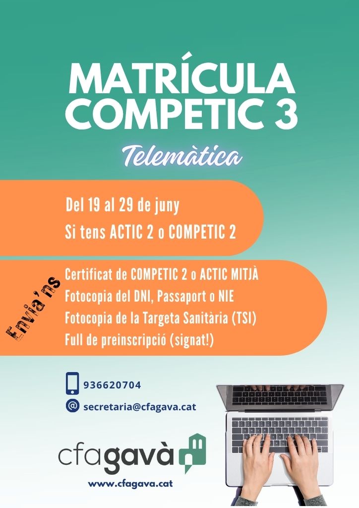 Cartell de la matrícula telemàtica del COMPETIC 3