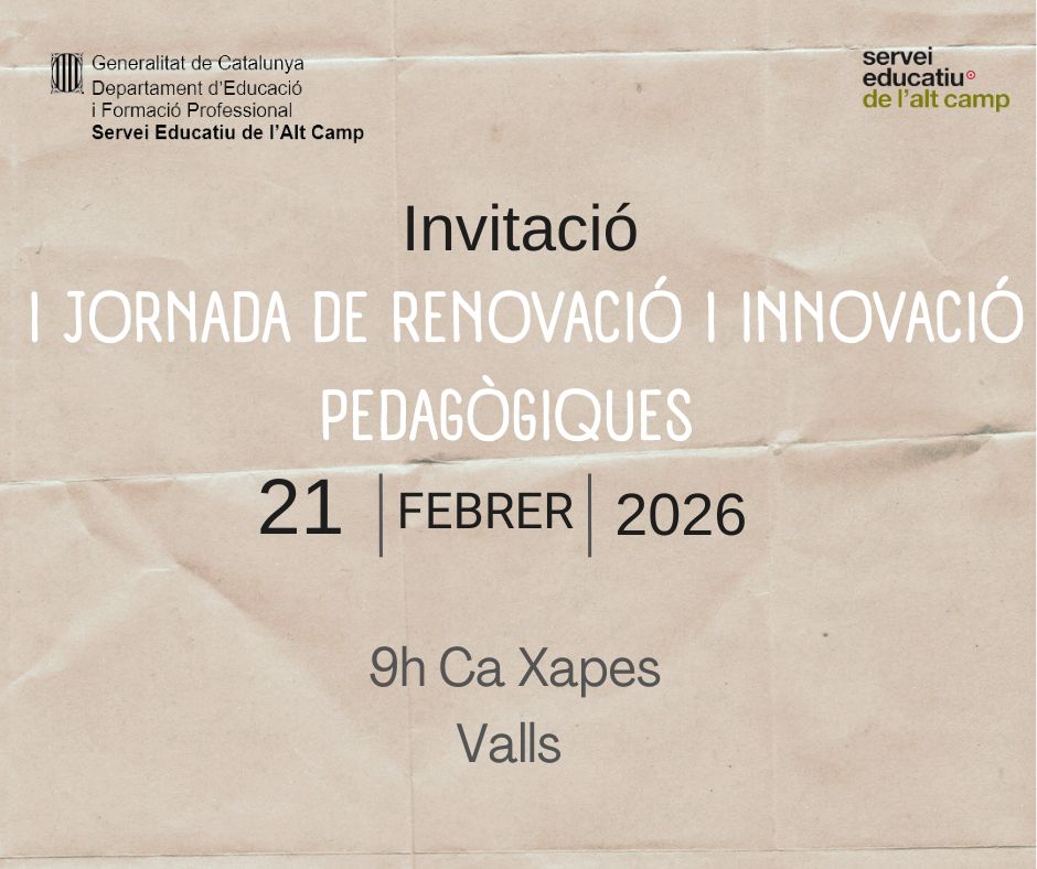I JORNADA DE RENOVACIÓ I INNOVACIÓ PEDAGÒGIQUES