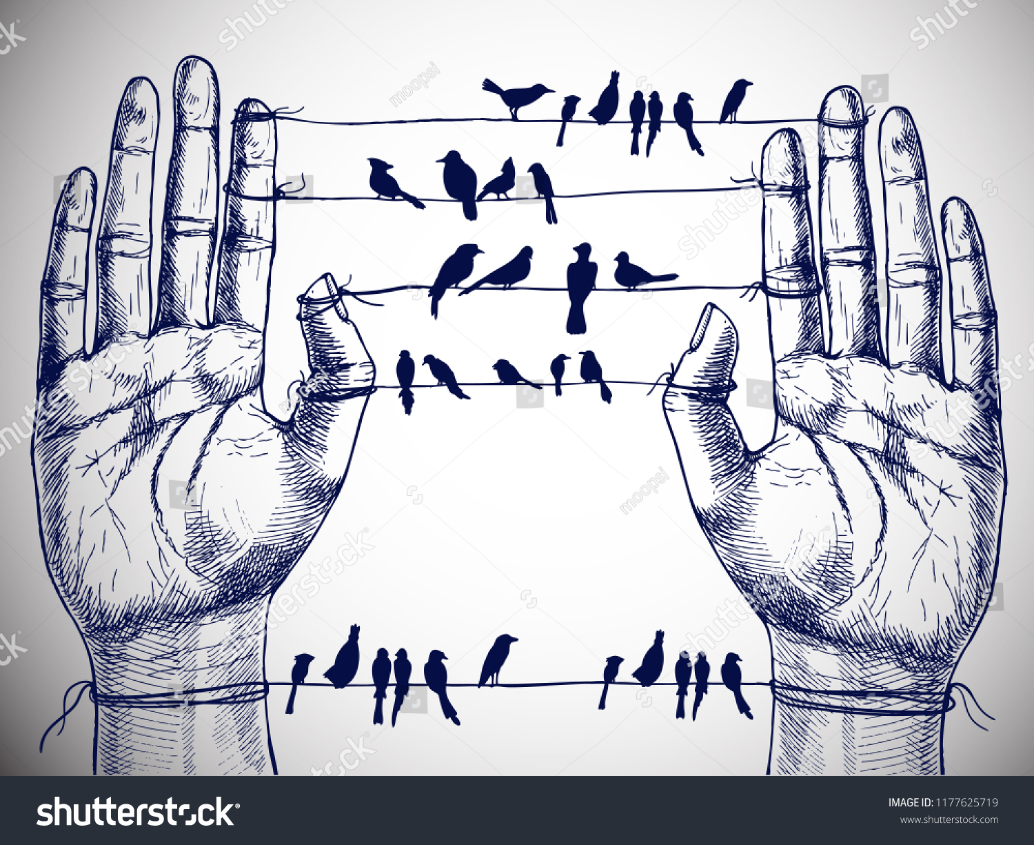 stock-vector-human-hands-and-birds-on-wires-hand-drawn-vector-symbolic-illustration-for-your-surreal-design-1177625719