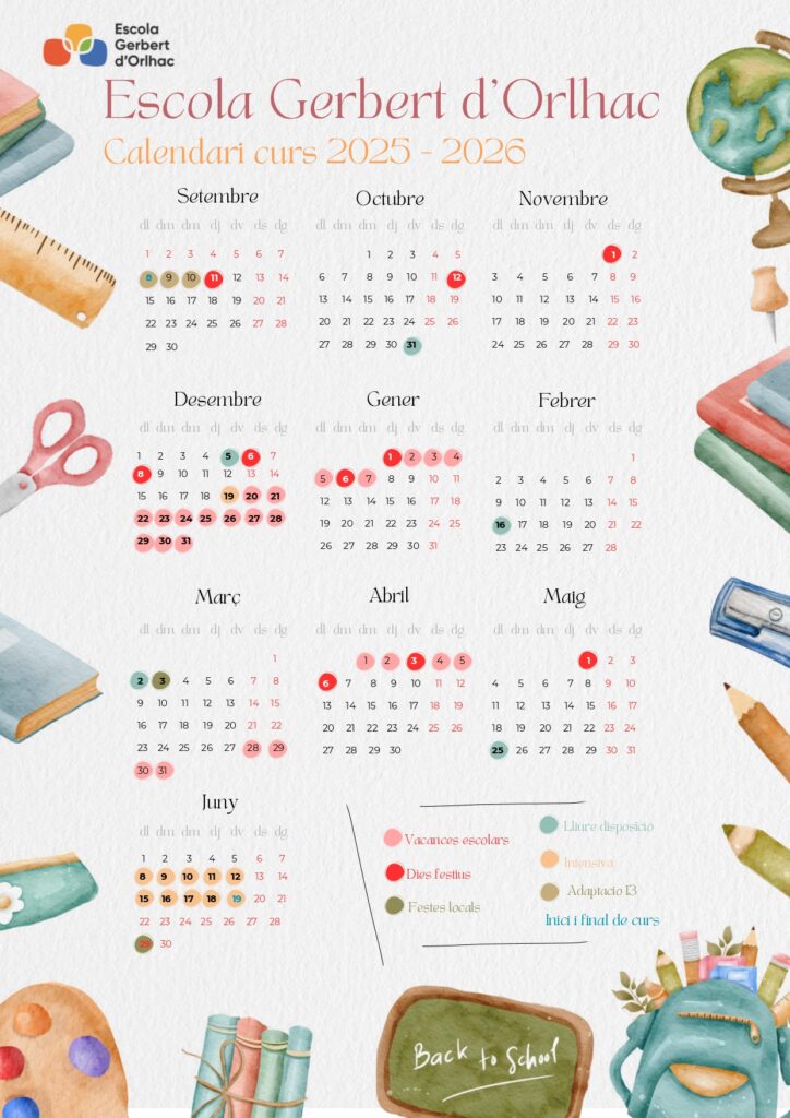 Calendari del curs 2025-2026
