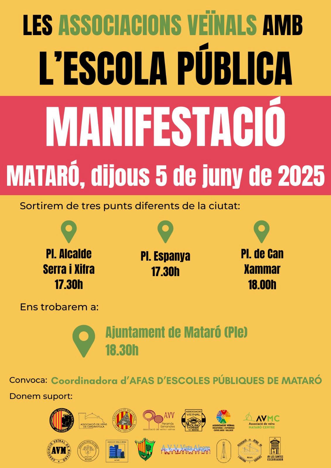 Cartell de la manifestació del 5 de juny - 17:30 Plaça Alcalde Serra i Xifra