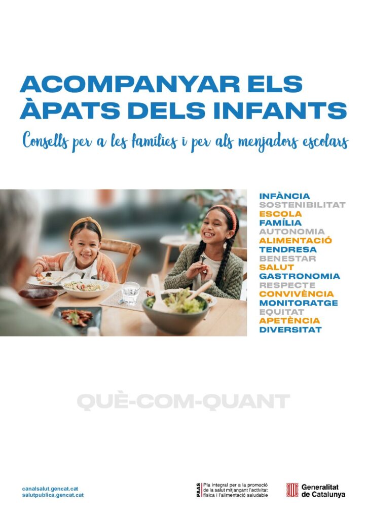 Acompanyar els àpats dels infants. Consell per a les famílies i per als menjadors escolars.