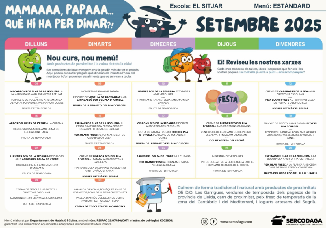 Menú setembre 2025