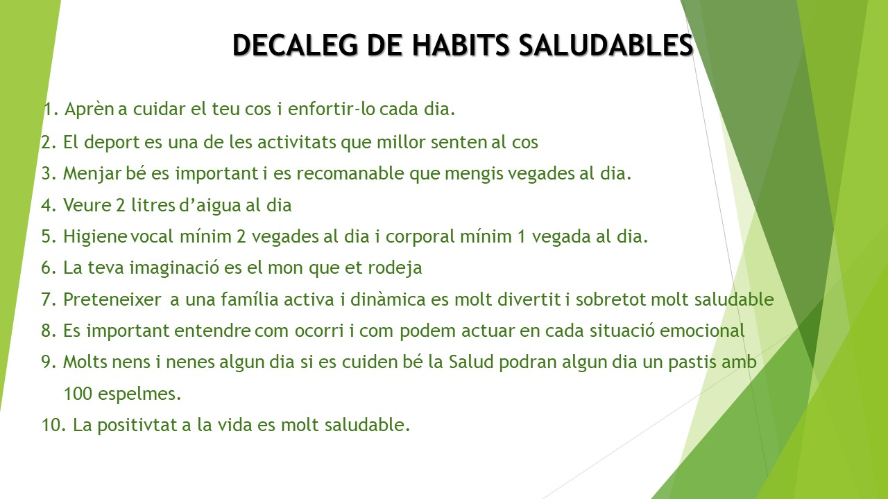 DECALEG DE HABITS SALUDABLES neus