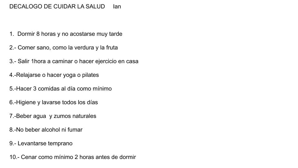 IAN CARDENETE CEPERO - Decàleg hàbits saludables