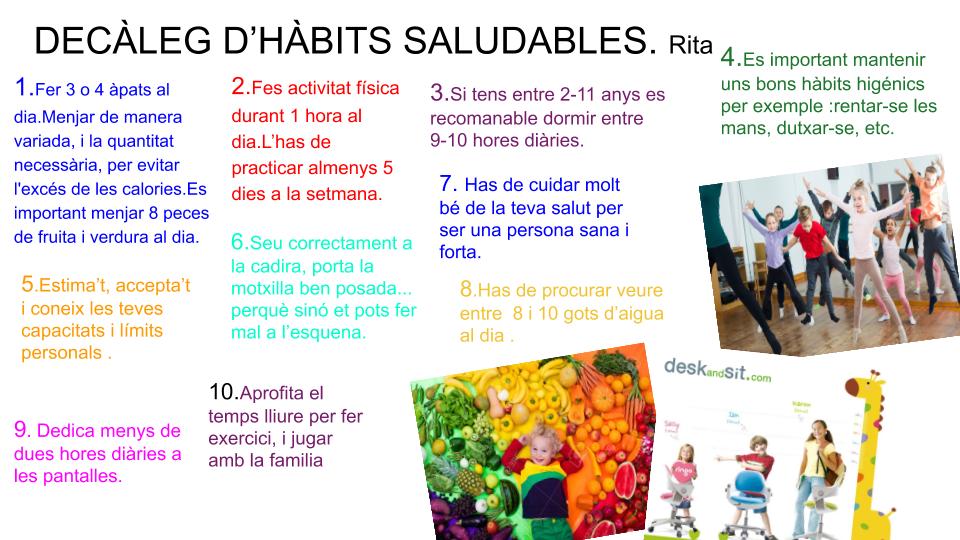 RITA ESPELLETA PAU - Decàleg hàbits saludables