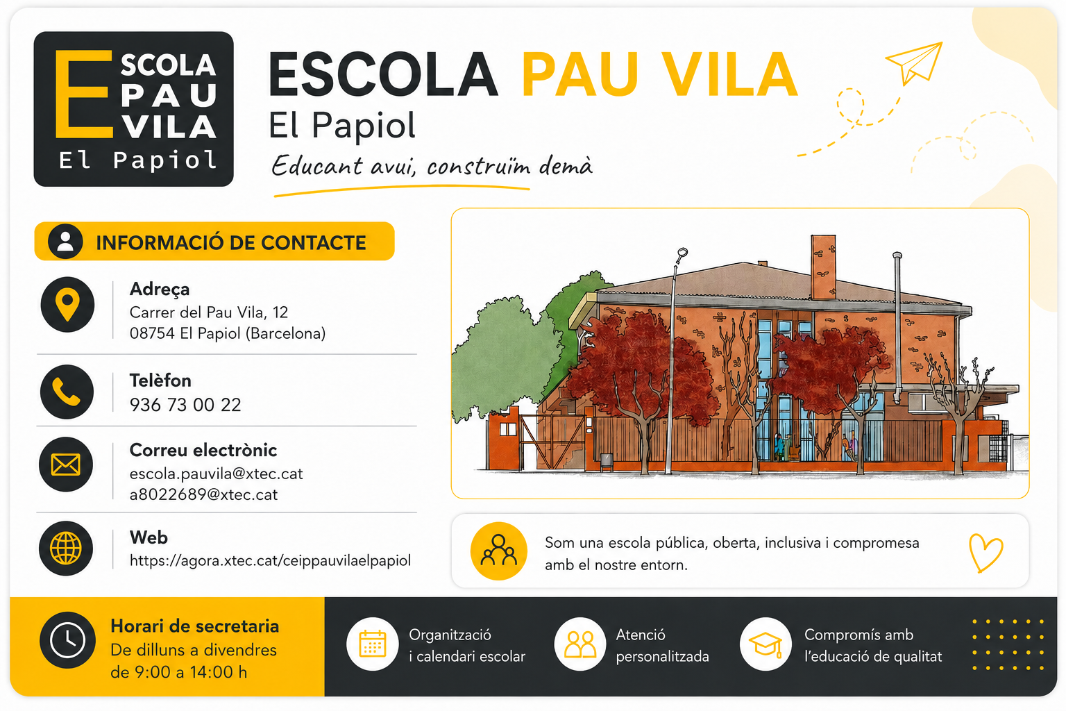 Informació de contacte - Escola Pau Vila