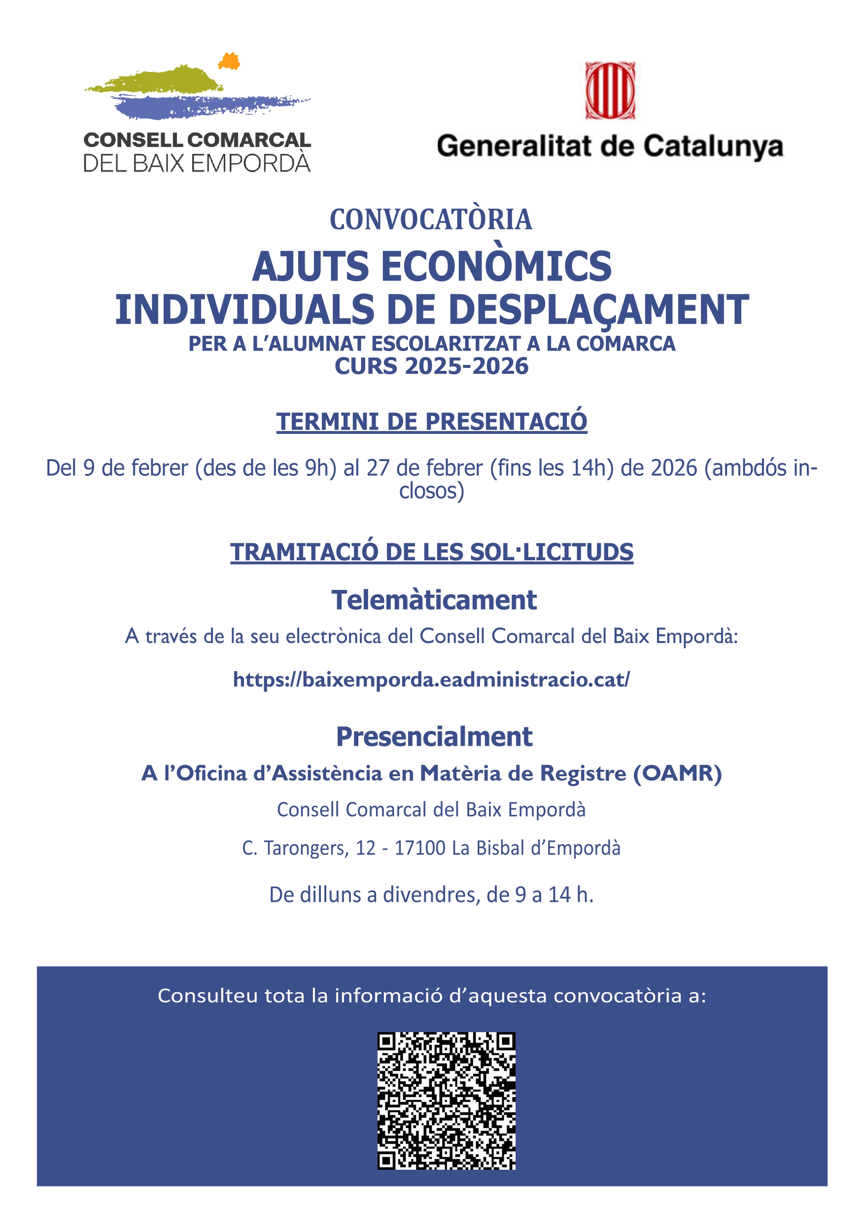 Ajuts econòmics individuals de desplaçament | Escola Pedralta