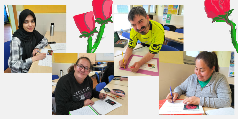 Fotos Alumnes FI gaudint de l'experiència de la creació poètica.