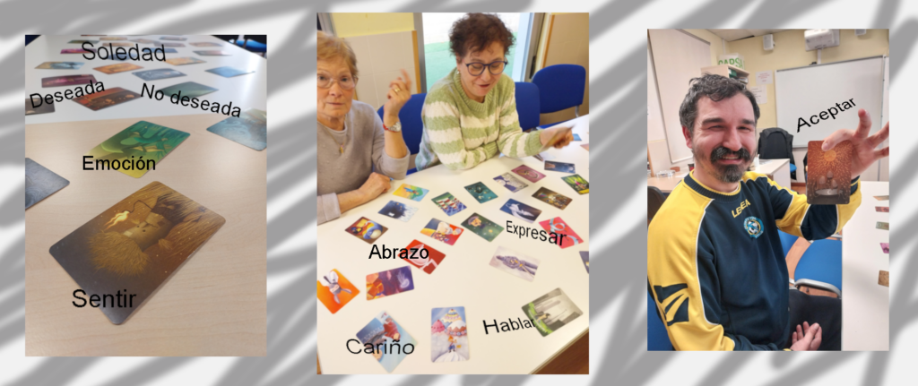 Alumnes en ple taller, triant la seva carta.