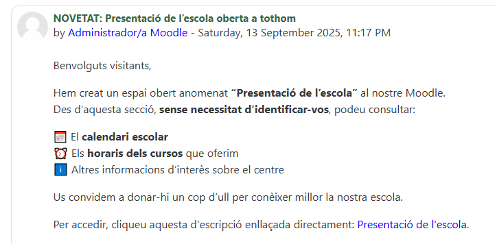 Imatge detall d'una notícia típica de Moodle