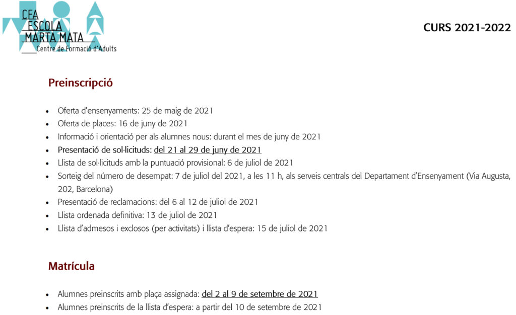 preinscripció i matrícula