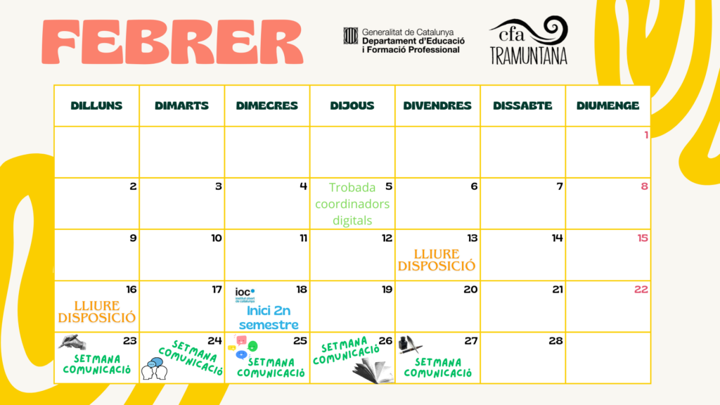 Calendari mes de febrer de 2026