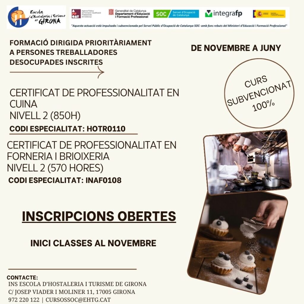 INS Escola d'Hostaleria i Turisme de Girona, hostelería y restauración en Salt