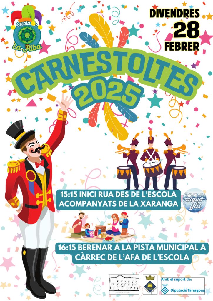 Cartell del Carnestoltes 2025 de l'escola de la Riba