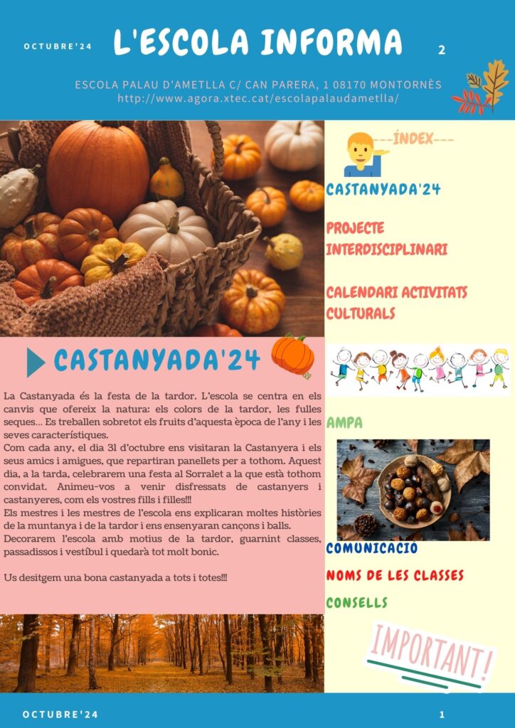 Aquí teniu el FULL INFORMATIU d'octubre, amb les novetats i informacions d'aquests dies