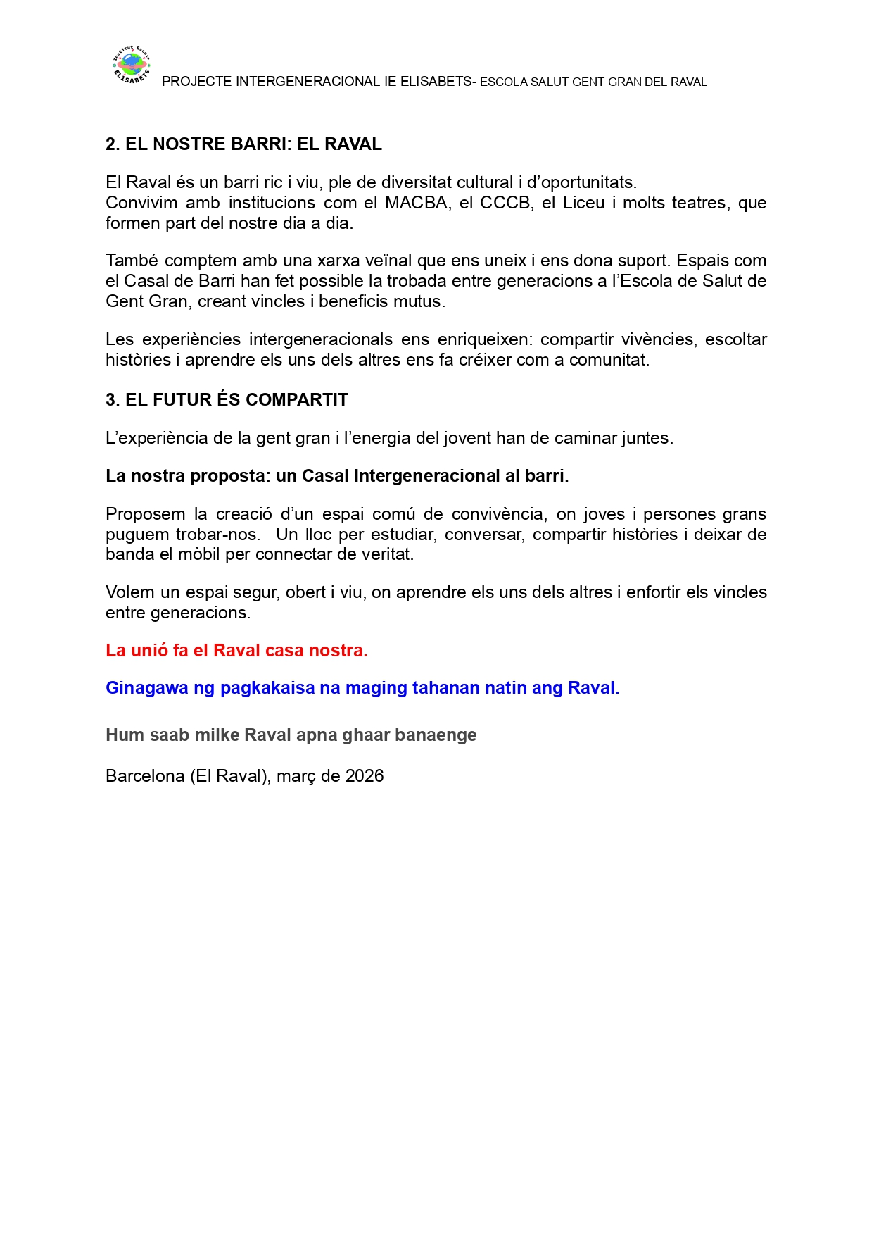 Manifest _La unió fa del Raval casa nostra