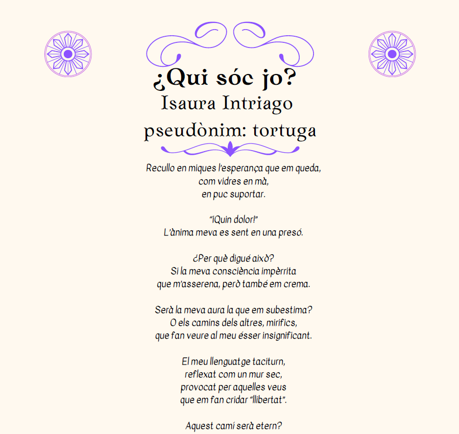 Qui sóc jo - Guanyadora poesia