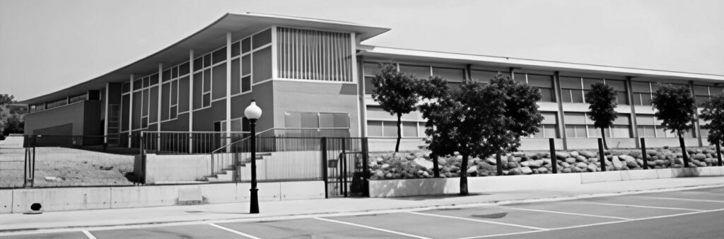 Fotografia de l'institut de Corbera en B/N