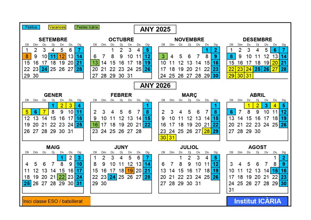 Calendari escolar 2025-26