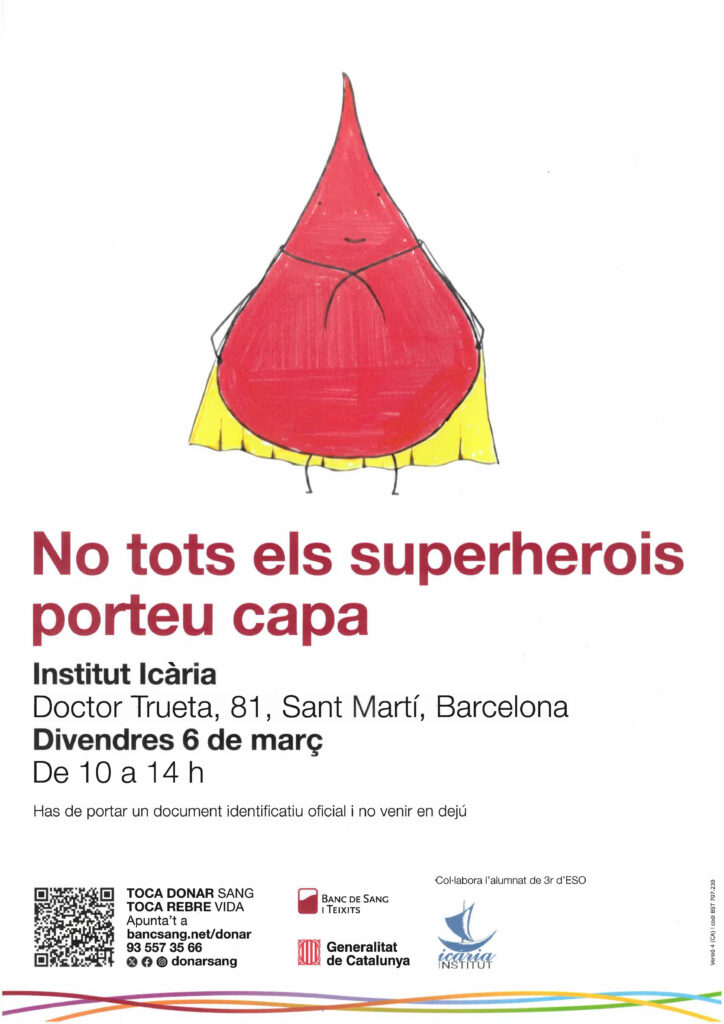 No tots els superherois porteu capa. Donació de sang. Divendres, 6 de març.