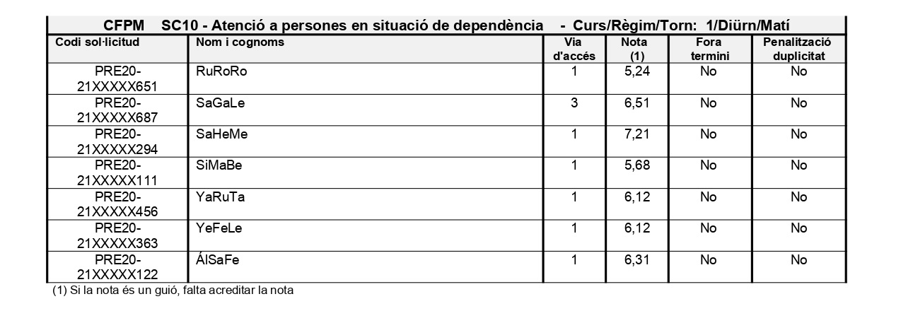 Barem Provisional CFGM 6