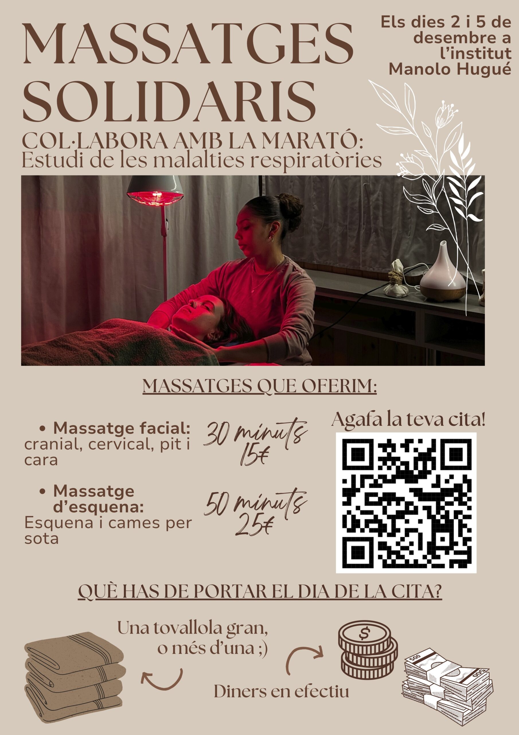 Brown Floral Massage Retreat Poster (1)