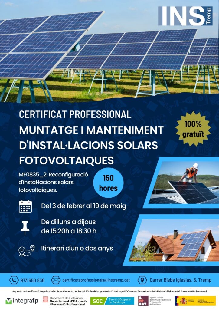 Forma’t en instal·lació de panells solars!