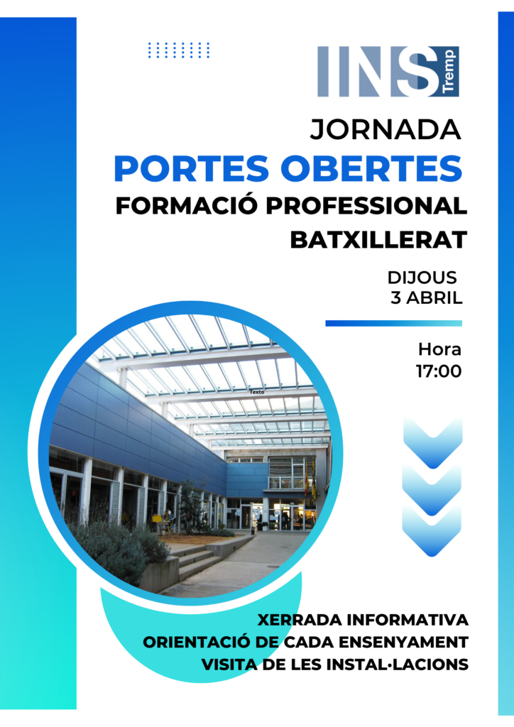 Jornada de Portes Obertes dijous 3 d’abril 