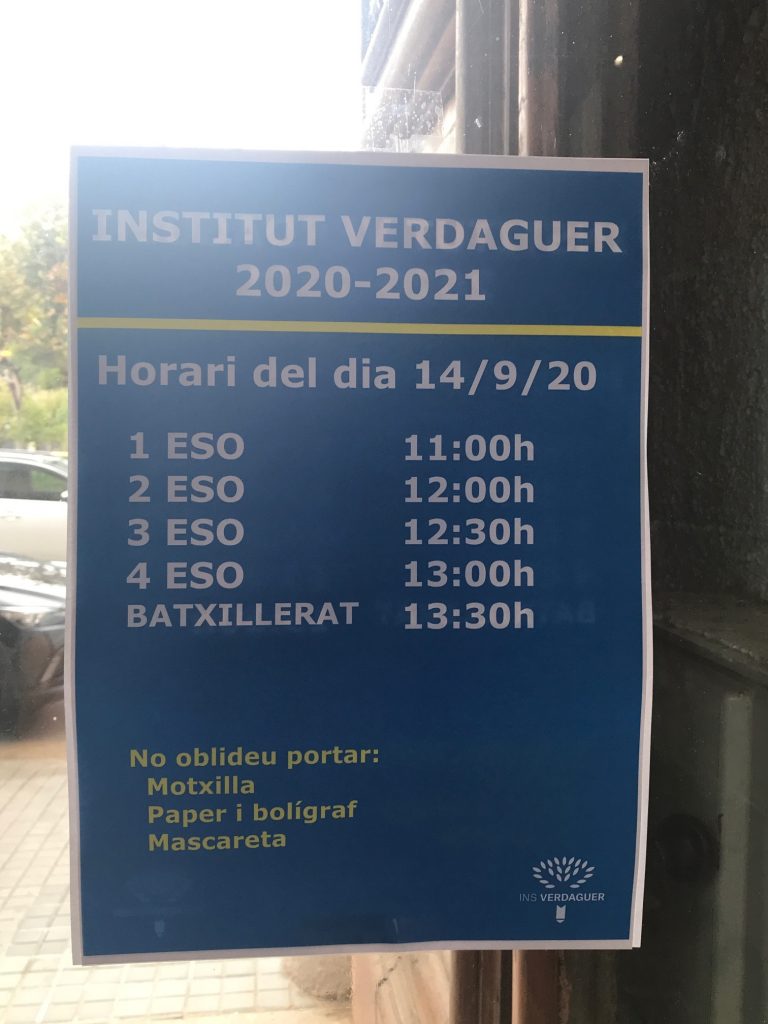 Horari primer dia 14 de setembre