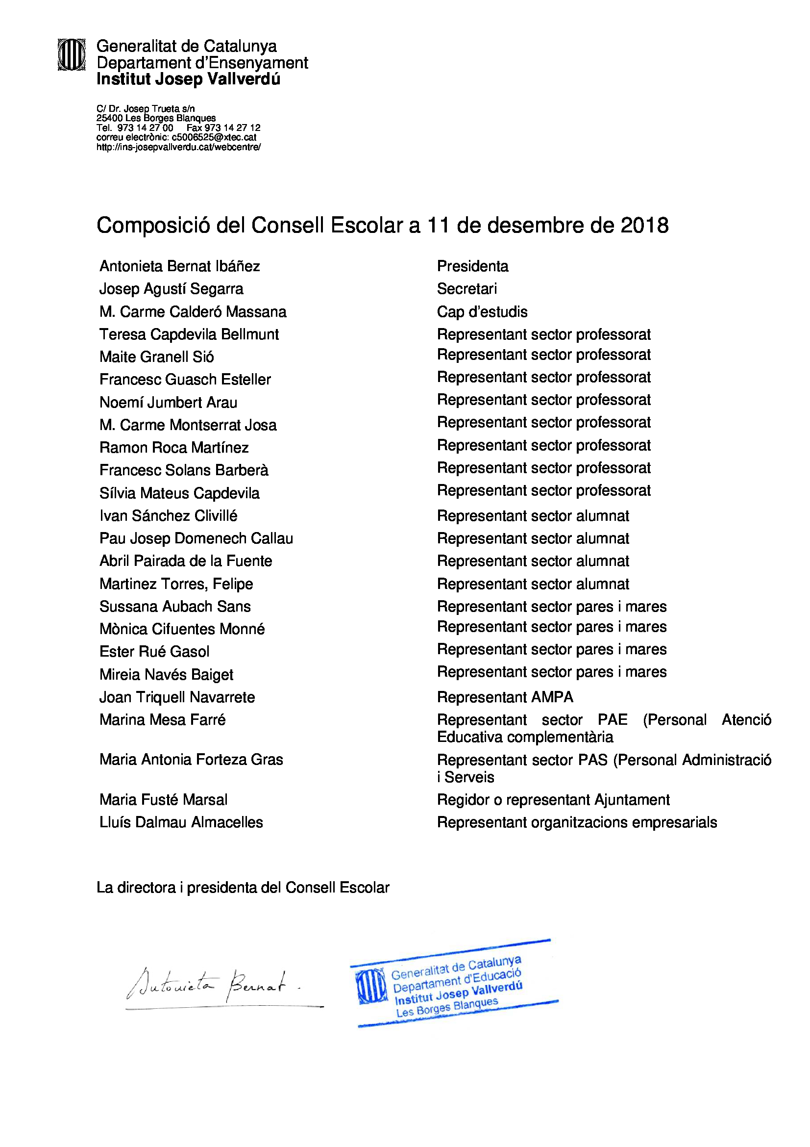 Consell Escolar | INS Josep Vallverdú