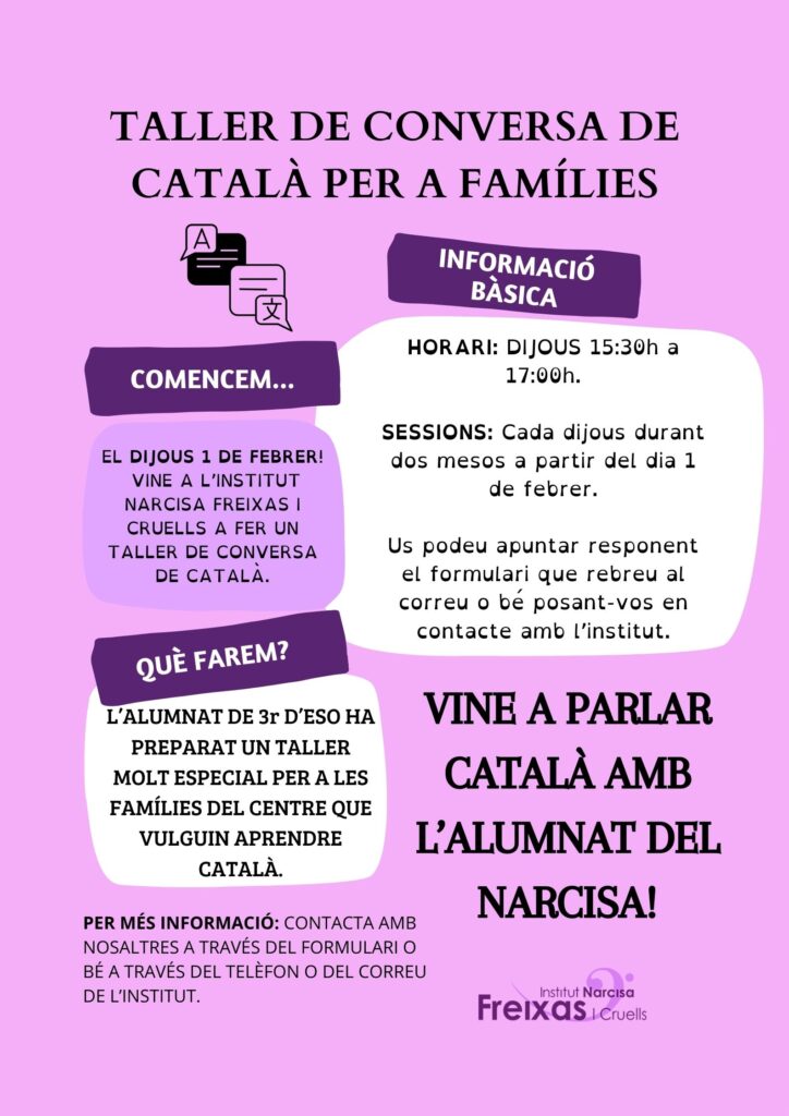 Cartell Taller conversa en català per a famílies