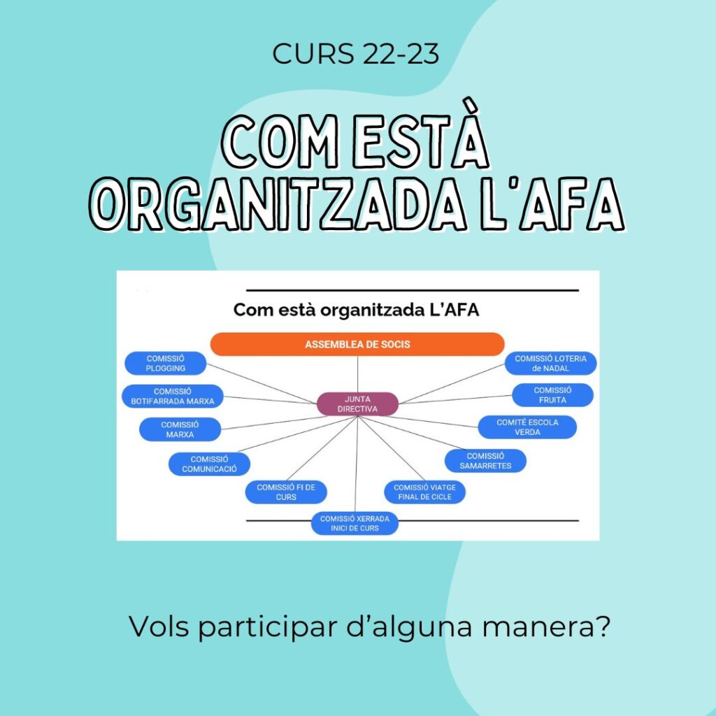 presentacio com esta organitzada l'AFA en assemblea, junta i comissions de treball