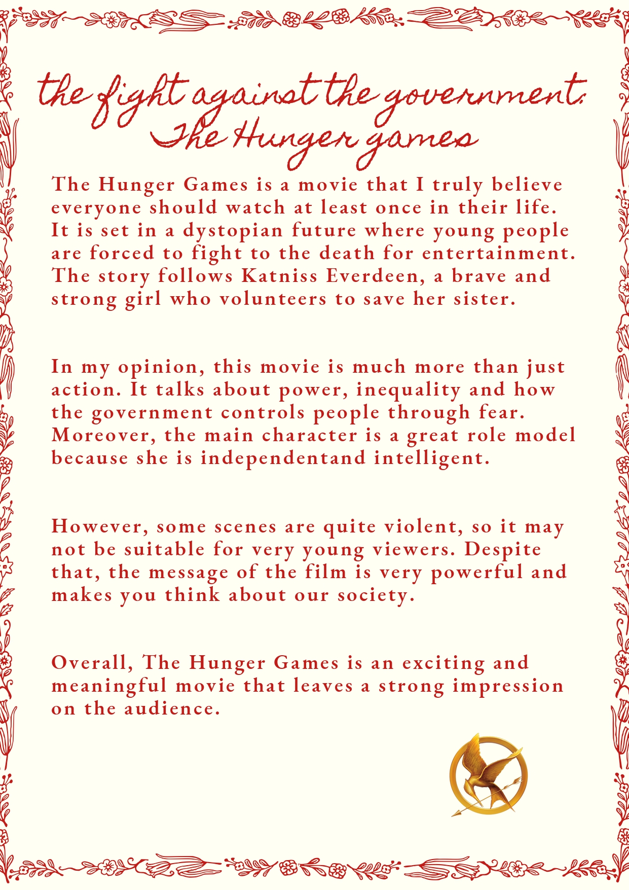 the fight against the government The Hunger games