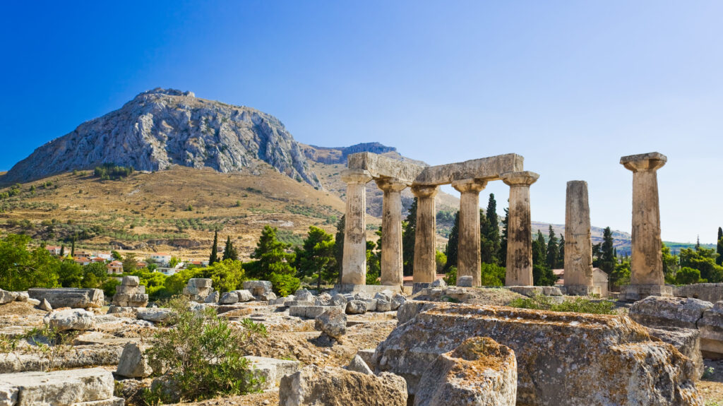 Ruins of temple in Corinth, Greece. Image shot 10/2012. Exact date unknown.